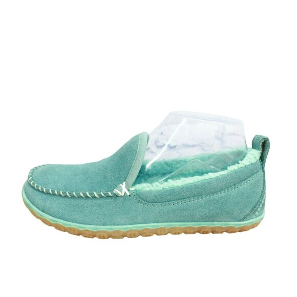 LL Bean Green Suede Slip-On Fleece Lined Mountain Moccasin Slippers Size 7 M - Picture 1 of 9